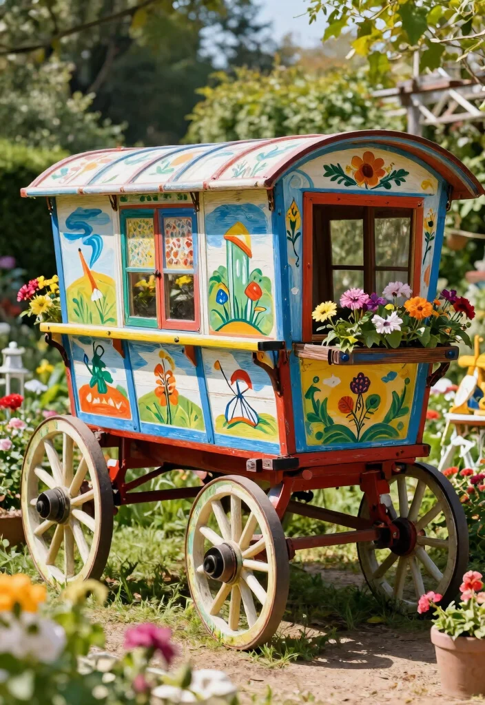 15 Clever Old Wagon Garden Ideas Upcycle Inspiration 15. Wagon Art Display 0