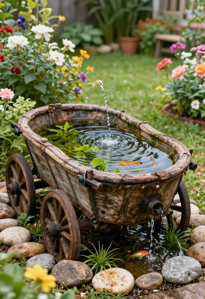 15 Clever Old Wagon Garden Ideas Upcycle Inspiration 4. Vintage Water Feature 0