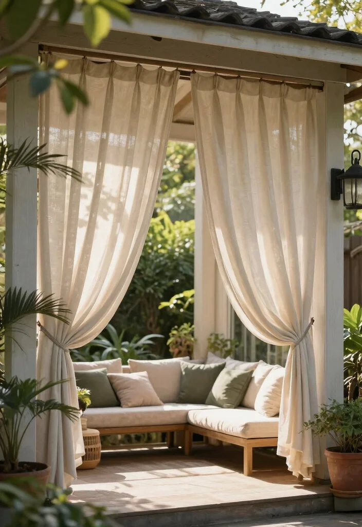 15 Cozy Porch Canopy Ideas: Patio Shade Solutions for Eco-Friendly Outdoor Living 11 15 Cozy Porch Canopy Ideas Patio Shade Solutions for Eco Friendly Outdoor Living 11. Outdoor Curtains for Versatile Shade 0