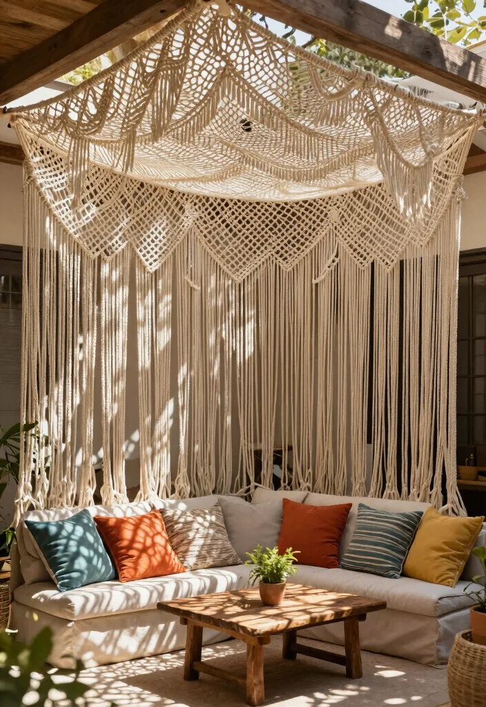 15 Cozy Porch Canopy Ideas: Patio Shade Solutions for Eco-Friendly Outdoor Living 9 15 Cozy Porch Canopy Ideas Patio Shade Solutions for Eco Friendly Outdoor Living 9. DIY Macram Canopy 0