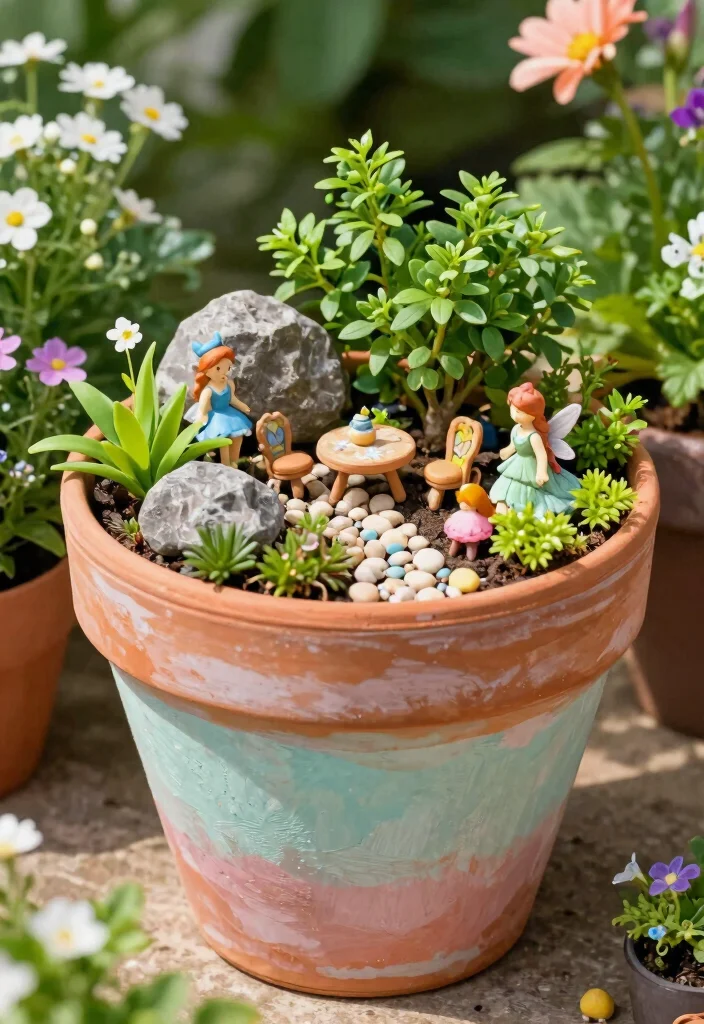 15 Creative DIY Garden Sculpture Ideas Budget Art 15. Terracotta Pot Fairy Garden 0