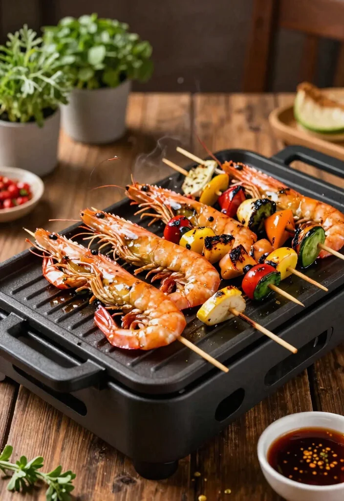 15 Delicious Electric Grill Cooking Ideas Quick Meals 4. Skewered Shrimp with Veggies 0