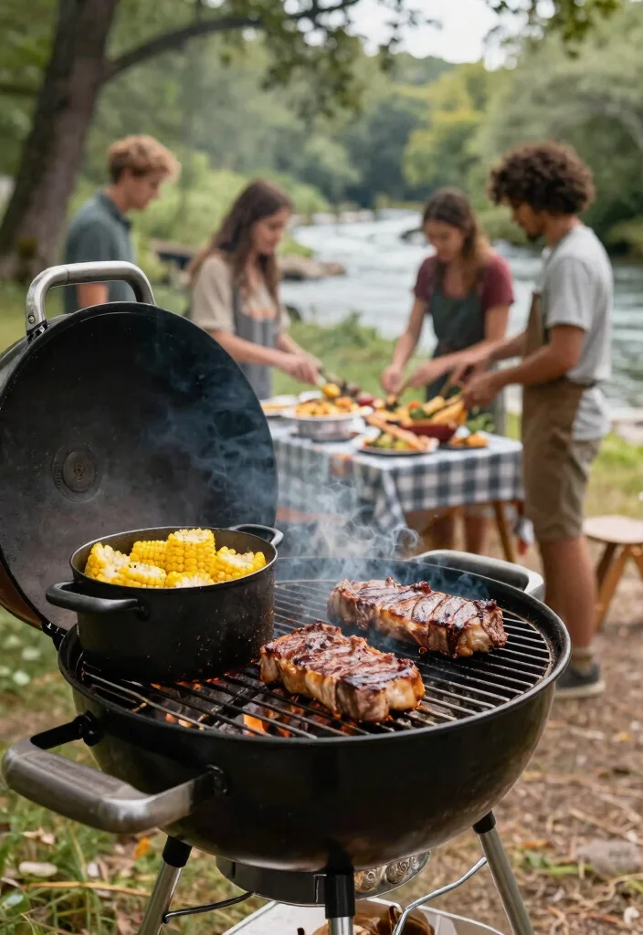 15 Fun Portable BBQ Grill Ideas for Camping Trips 9. BBQ Grill with Side Burner 0