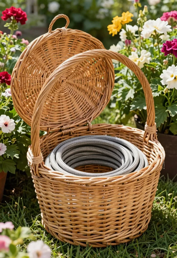 15 Smart Hose Reel Ideas to Keep Your Yard Tidy 2. Decorative Hose Baskets 0