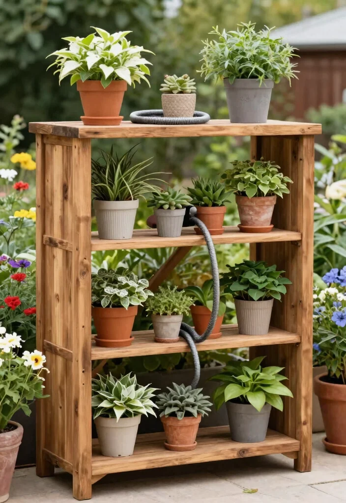 15 Smart Hose Reel Ideas to Keep Your Yard Tidy 8. Stylish Outdoor Shelves 0