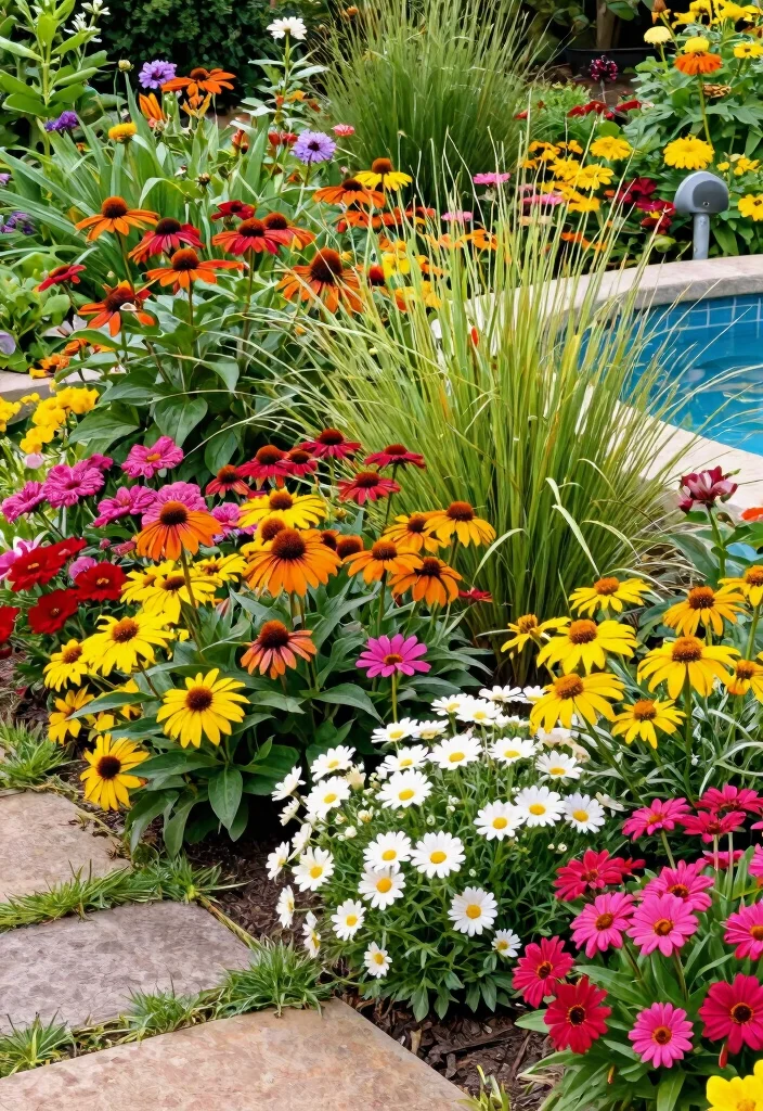 17 Lush Pool Filter Landscaping Ideas Camouflage Tips 1. Flowering Perennials 0