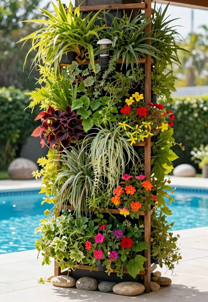 17 Lush Pool Filter Landscaping Ideas Camouflage Tips 5. Vertical Gardens 0