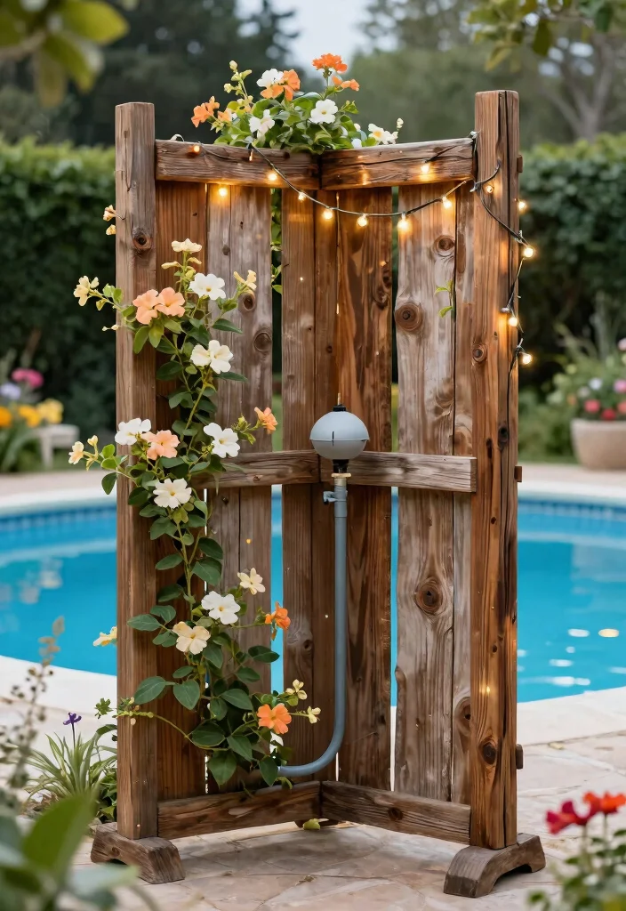 17 Lush Pool Filter Landscaping Ideas Camouflage Tips 6. Rustic Wooden Screens 0