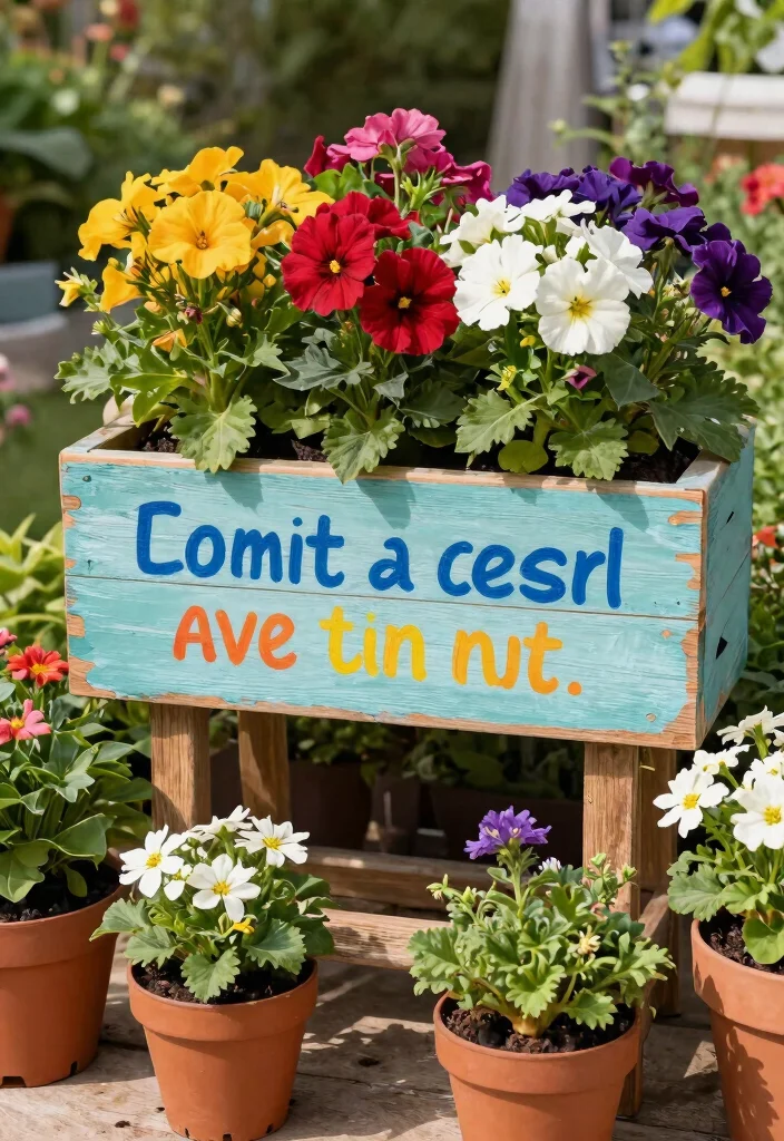 17 Stunning Cart Planter Ideas for Garden Flowers 10. Customized Garden Sign Planter 0