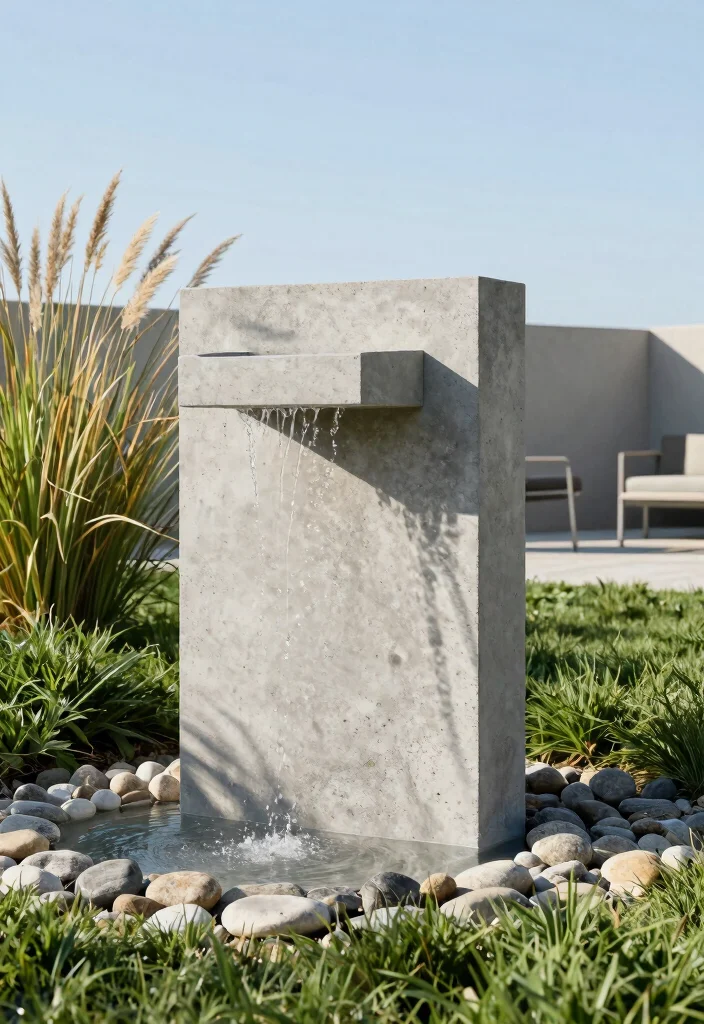 20 Modern Outdoor Fountain Designs You Will Love 1. Minimalist Concrete Fountain 0