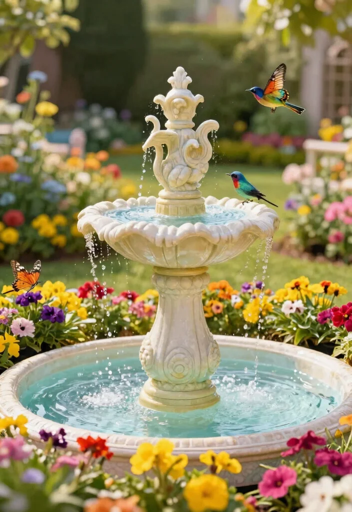 20 Modern Outdoor Fountain Designs You Will Love 11. Decorative Bird Bath Fountain 0