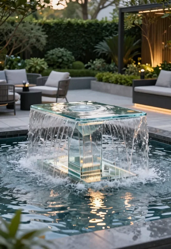 20 Modern Outdoor Fountain Designs You Will Love 14. Contemporary Glass Fountain 0