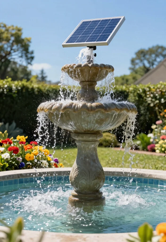 20 Modern Outdoor Fountain Designs You Will Love 8. Solar Powered Fountain 0
