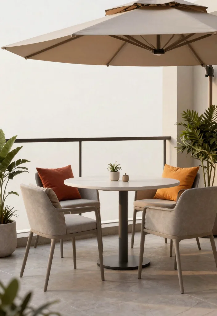 21 Charming Patio Bistro Set Ideas for Small Balconies 10. Contemporary Appeal with Sleek Designs 0