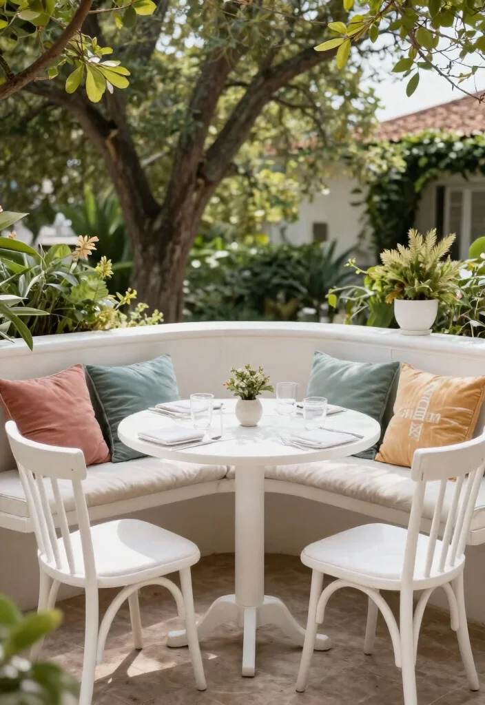 21 Charming Patio Bistro Set Ideas for Small Balconies 15. Classic White for Timeless Charm 0