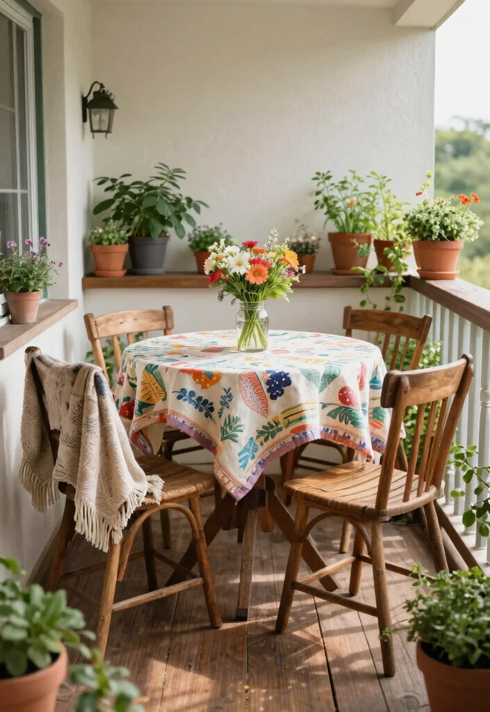 21 Charming Patio Bistro Set Ideas for Small Balconies 2. Rustic Charm with Wooden Accents 0