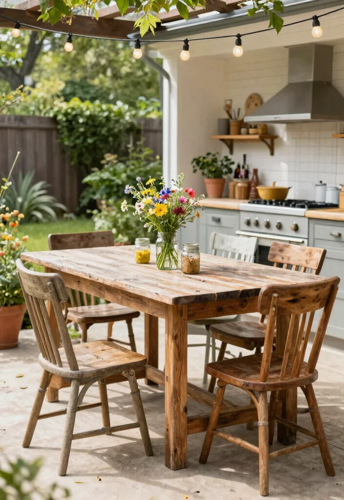 21 Epic BBQ Table Ideas for Your Outdoor Kitchen 1. Rustic Farmhouse Charm 0