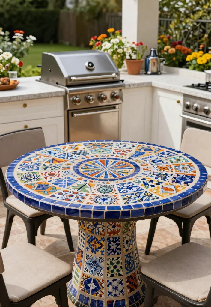 21 Epic BBQ Table Ideas for Your Outdoor Kitchen 17. Mesmerizing Mosaic Table 0