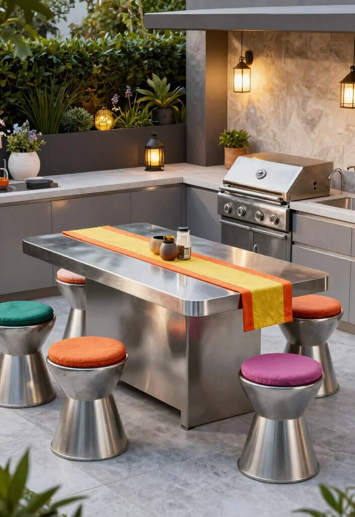 21 Epic BBQ Table Ideas for Your Outdoor Kitchen 2. Sleek Modern Design 0