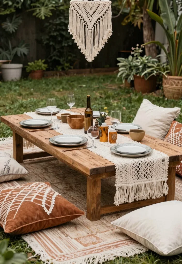 21 Epic BBQ Table Ideas for Your Outdoor Kitchen 21. Boho Chic BBQ Table 0