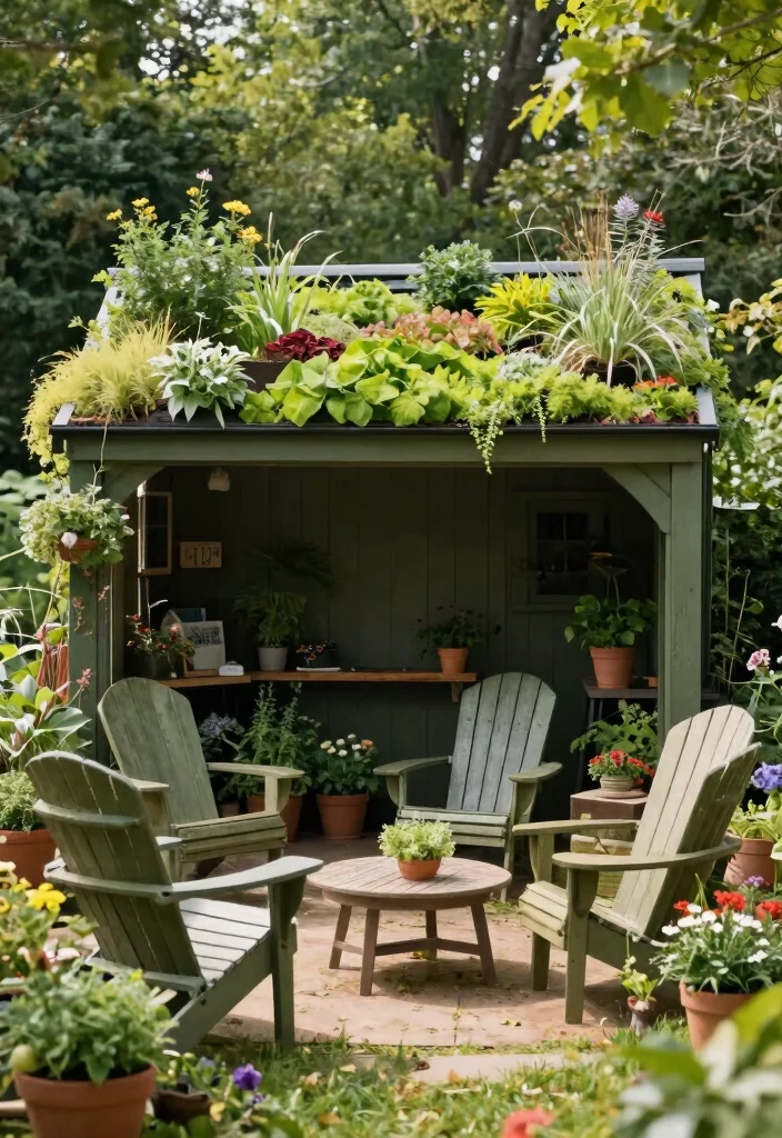 21 Relaxing Adirondack Chair Patio Ideas for Your Backyard 11. Green Roof Ideas 0