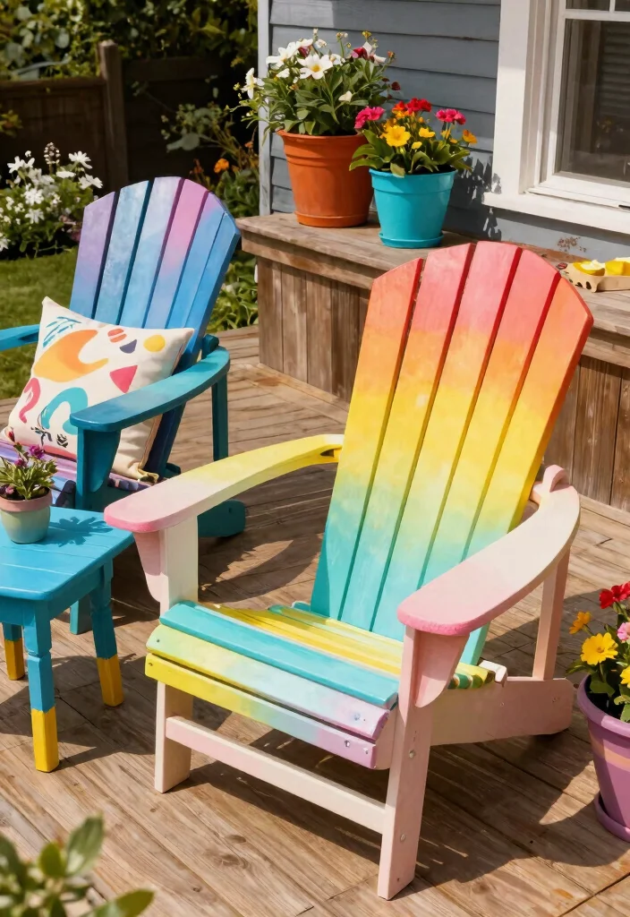 21 Relaxing Adirondack Chair Patio Ideas for Your Backyard 4. Eco Friendly Paints with a Twist 0