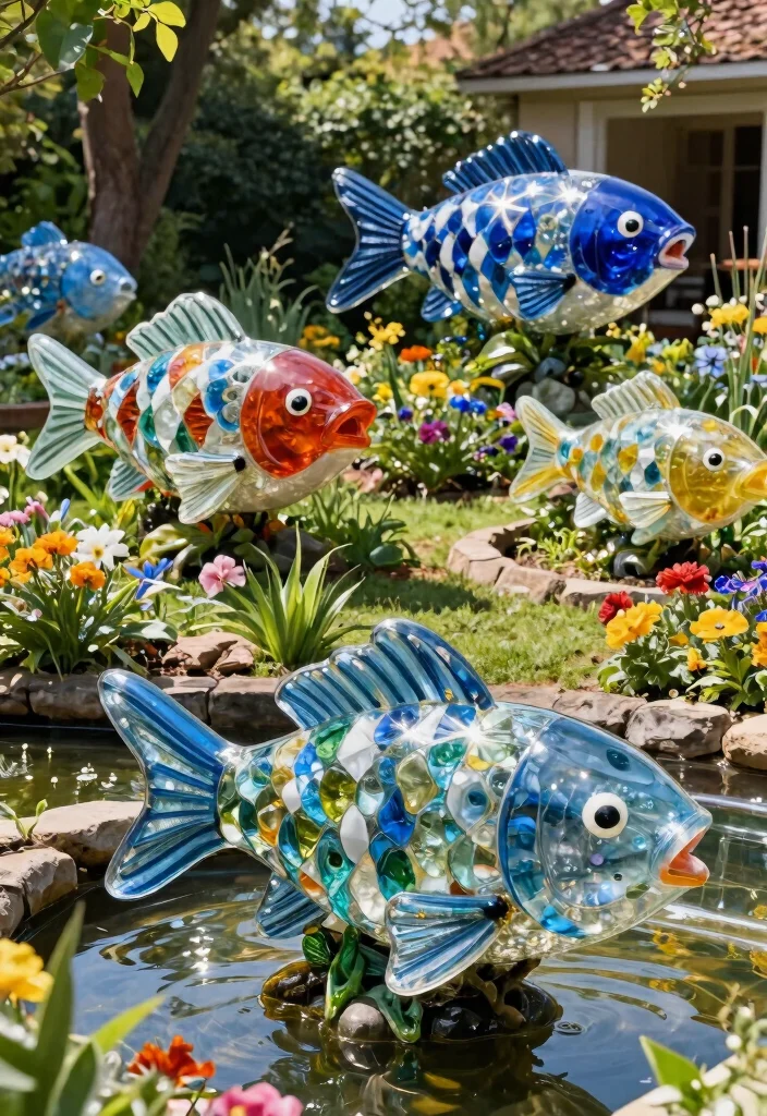 25 Stunning Garden Sculpture Concepts to Elevate Your Yard 1 25 Stunning Garden Sculpture Concepts to Elevate Your Yard 1. Recycled Glass Fish 0