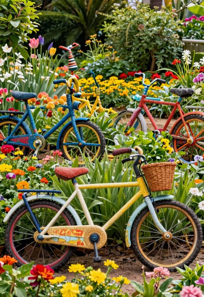 25 Stunning Garden Sculpture Concepts to Elevate Your Yard 23 25 Stunning Garden Sculpture Concepts to Elevate Your Yard 23. Upcycled Bicycle Sculptures 0