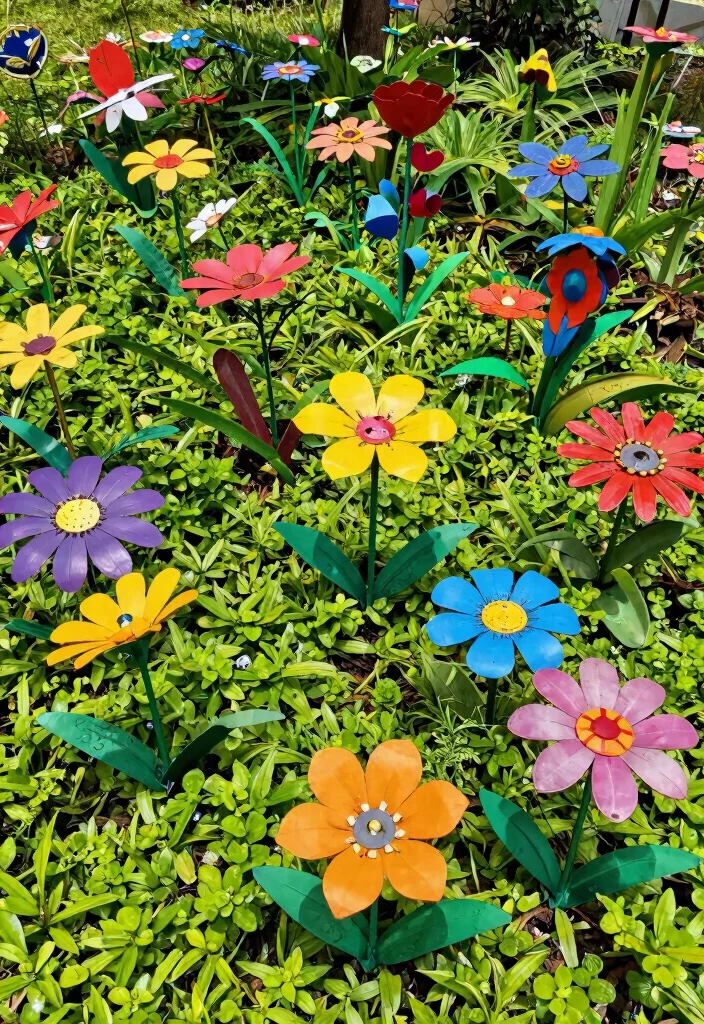 25 Stunning Garden Sculpture Concepts to Elevate Your Yard 4 25 Stunning Garden Sculpture Concepts to Elevate Your Yard 4. Upcycled Metal Flowers 0