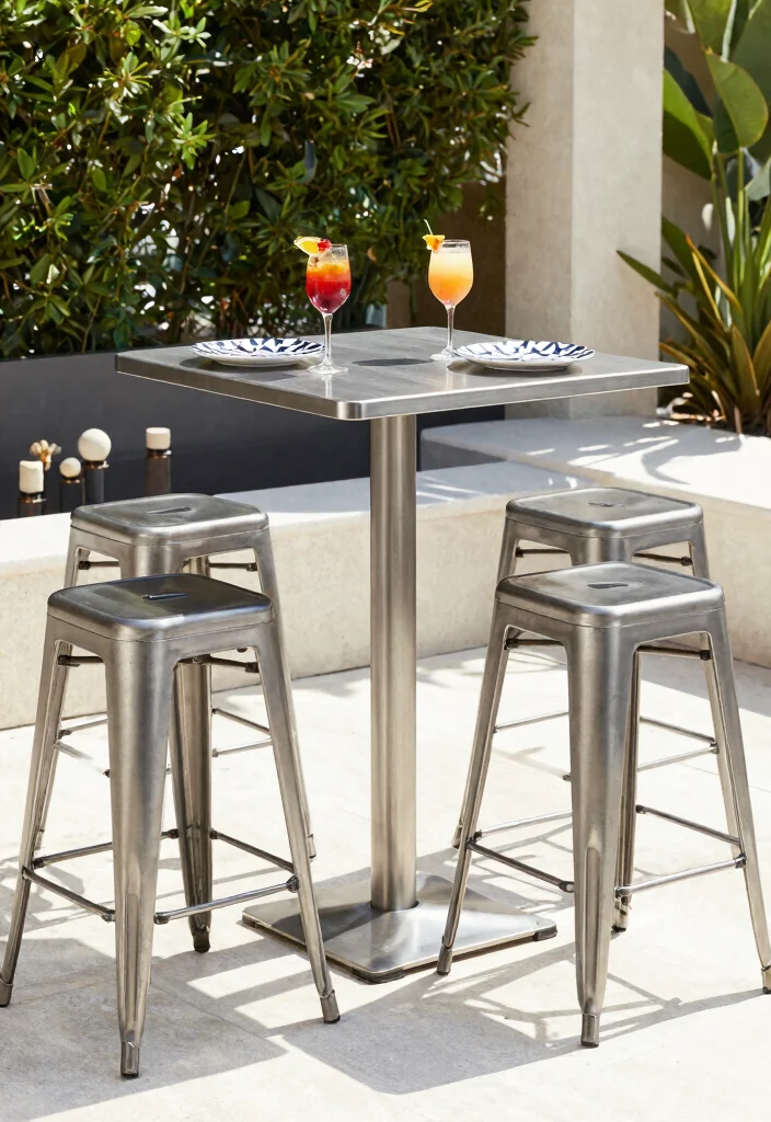 7 Best High Top Bistro Table Set Options for Entertaining 2. Modern Metal High Top Bistro Table Set 0