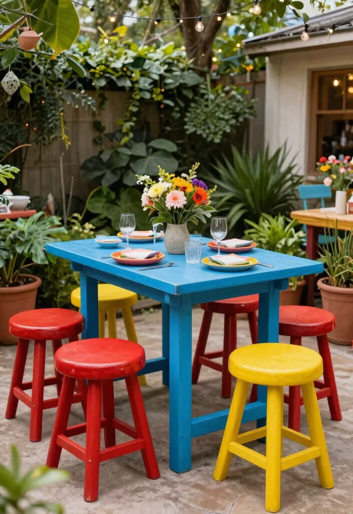 7 Best High Top Bistro Table Set Options for Entertaining 4. Colorful High Top Bistro Table Set 0