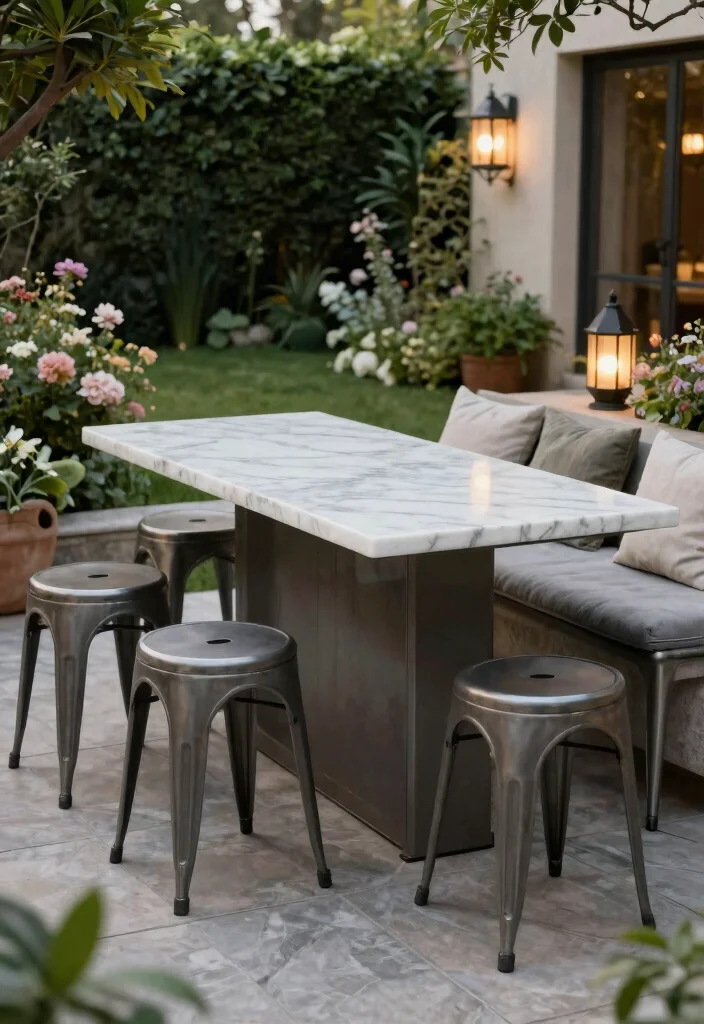 7 Best High Top Bistro Table Set Options for Entertaining 6. Classic Marble High Top Bistro Table Set 0