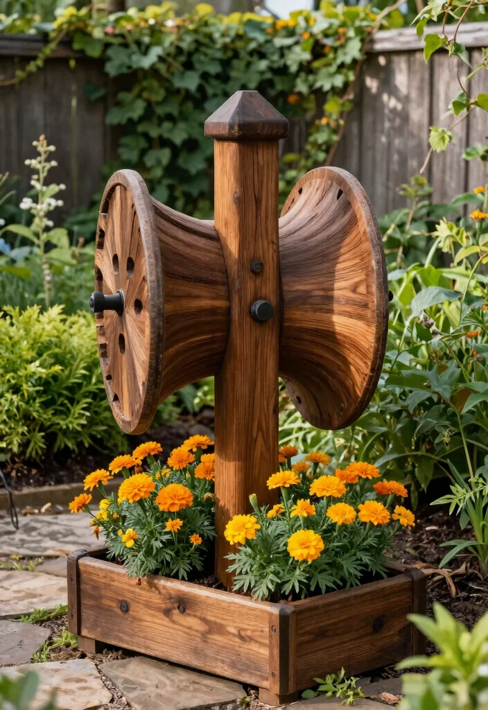 7 DIY Hose Reel Post Ideas for Gardens Without Walls 1. The Classic Wooden Reel Post 0