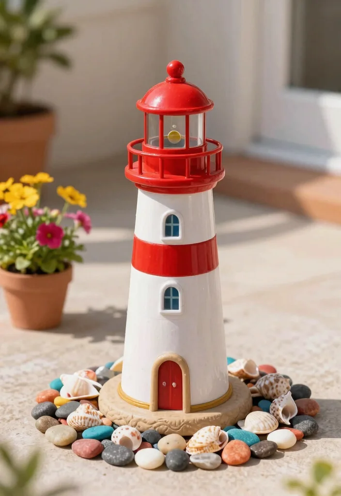 7 Nautical Outdoor Lighthouse Fountain Ideas Coastal 2. Miniature Lighthouse Water Feature 0