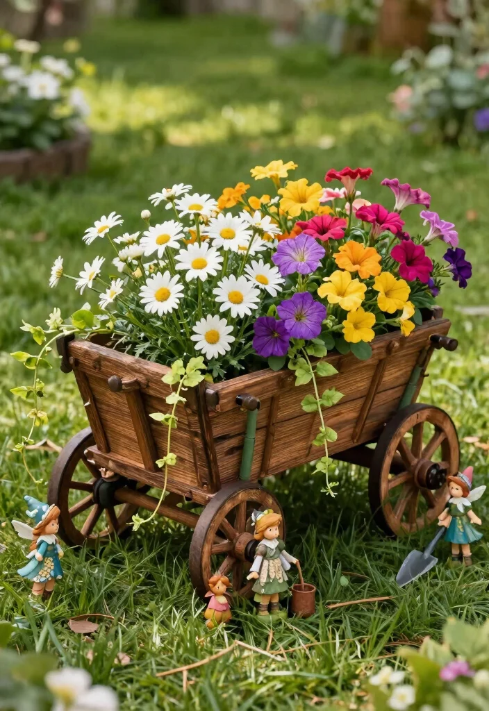 9 Natural Wooden Garden Sculpture Ideas Rustic Charm 1. Whimsical Wooden Wagon 0
