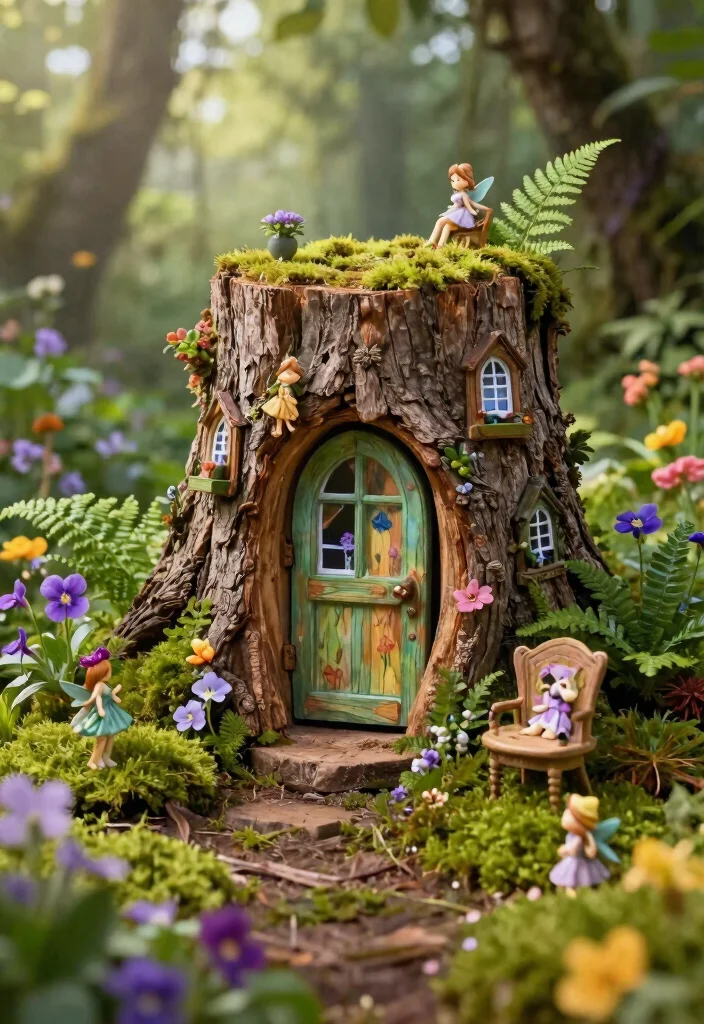 9 Natural Wooden Garden Sculpture Ideas Rustic Charm 2. Tree Stump Fairies 0