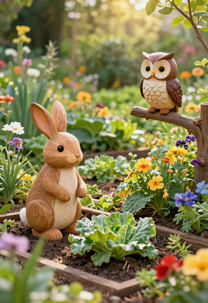 9 Natural Wooden Garden Sculpture Ideas Rustic Charm 4. Playful Wooden Animals 0