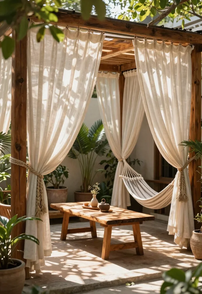 9 Stylish Outdoor Curtain Tie Back Ideas for Porches 1 9 Stylish Outdoor Curtain Tie Back Ideas for Porches 1. Rustic Rope Tie Backs 0