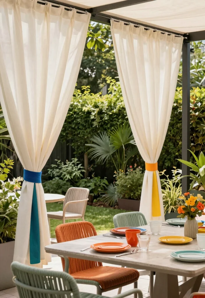 9 Stylish Outdoor Curtain Tie Back Ideas for Porches 8 9 Stylish Outdoor Curtain Tie Back Ideas for Porches 8. Colorful Twill Tape Tie Backs 0