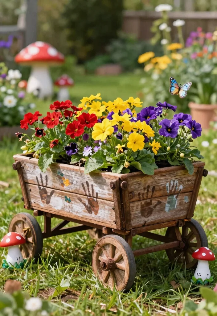 9 Whimsical Wagon Fairy Garden Ideas Kids Will Love 1. Enchanted Wagon Planter 0